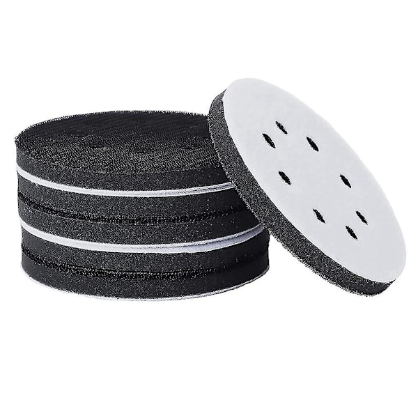 6 stk. 5 tommer (125 mm) 8-hulls myk svampgrensesnittpute for slipeputer og borrelås-slipeskiver for overflatepolering