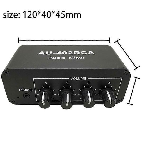 Multi-Source RCA Mixer Stereo Audio Reverb Audio Switch Switcher 4 Input 2 Output Driver Hovedtelefon Lydstyrkekontrol