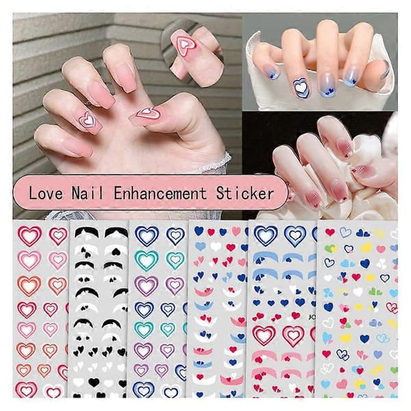 Kontrastfärg Gradient Kärlek Nagelsticker Härlig Typ Stil Nagelsticker