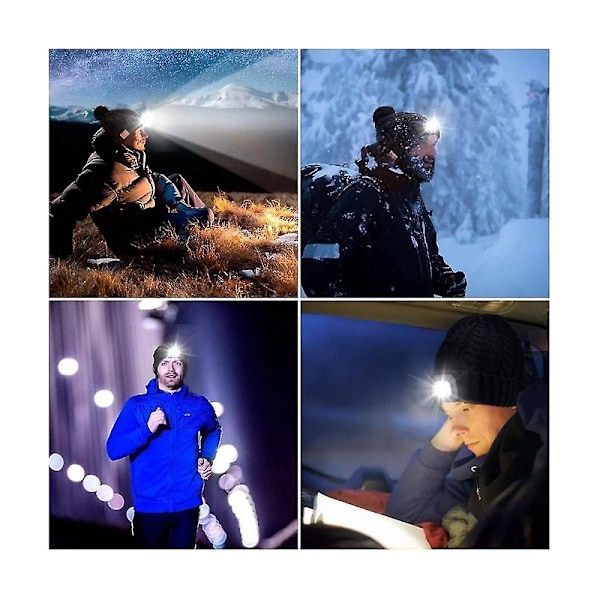 For Snømåking Vinter Varm Bluetooth Hodelykt Lampe Lue med LED Musikk Cap Høyttalere & Mic Ørepropper, c