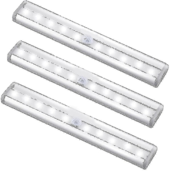 Motion Sensor Light Bar, (10 Led, 3 Pack) Wardrobe Wireless Lamp