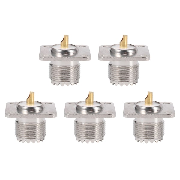 5x Uhf So-239 Female Jack Square Shape Solder Cup Coax Connector For Ham Radio