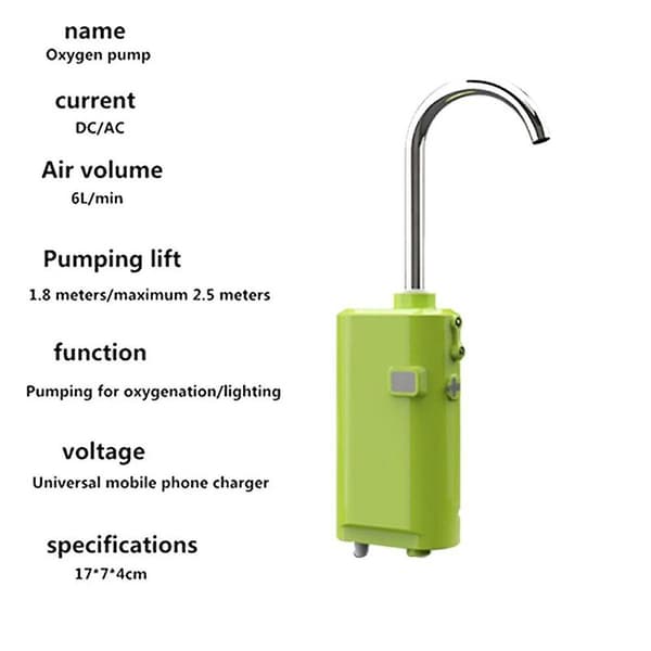 Multifunktionell Intelligent Induktionsfiskelåda, Vattenpump, Boosterpump, Utomhusfiske Syrepump - Grön