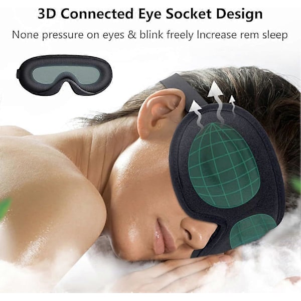 Sovemaske, AcserGery 3D Blackout Vægtet Øjenmaske, AcserGery Sort Øjenbetræk