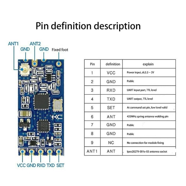 -12 433mhz Si4463 Trådløs Seriel Port Modul 1000m Erstat Bluetooth Hc12