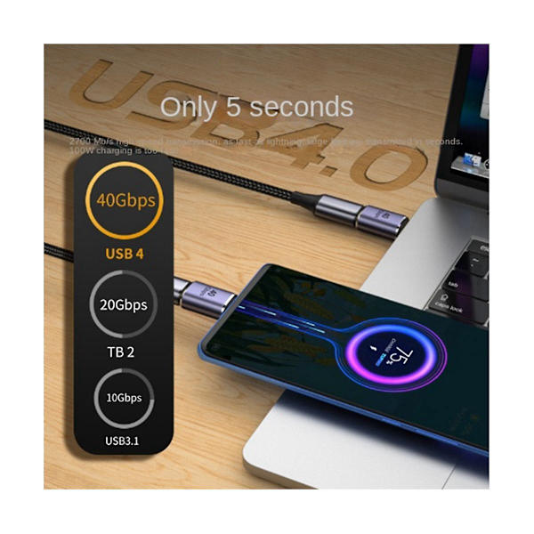 USB C til TYPE-C Adapter 120W Hurtigopladning Han til Type C Hun Adapter 8K 60Hz USB Type C Adapter
