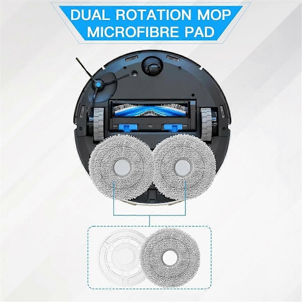 Moppdukar med hållare för T30 Pro Omni/T30 Omni/T30S/T30S Combo Robotdammsugare Ersättning P