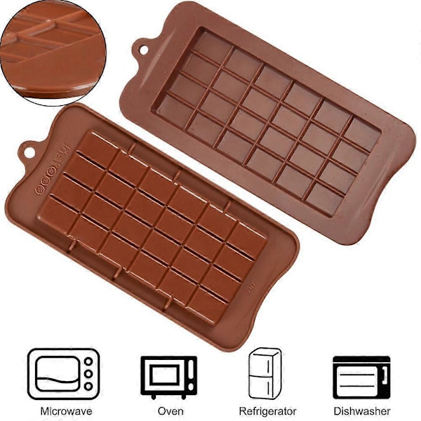 3 stk. Silikone Chokoladeform Slikforme Vaffel 24 rum BPA-fri, Genanvendelig Silikone & Opvaskemaskine Sikre Silikone Slikforme