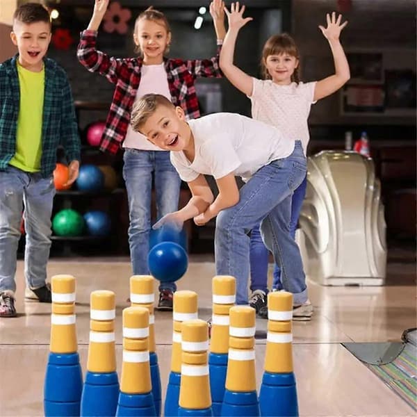Trä Bowling Set för Inomhus och Utomhus - Lekfulla Bowlingspel för Barn