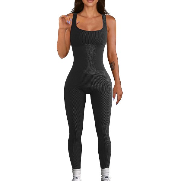 Dam Jumpsuit Ribbad Jumpsuit Ärmlös Yoga Jumpsuit Shapewear Jumpsuit