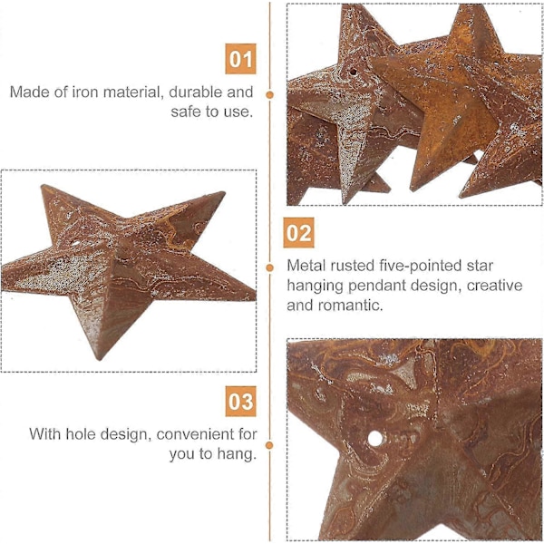 150 stk. Rustne Metalstjerner Primitive Til Dekoration