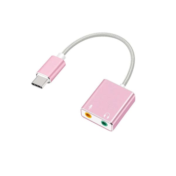 Naievear Driverfri USB Type C til Aux Jack 3.5mm Øretelefonadapter Eksternt Lydkort 7.1 for Datamaskin