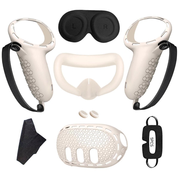 For 3 silikonetuier+håndtak etui+ansiktsdeksel+blackout-maske komplett sett Anti-lekkasje nesepute Vr Silikon