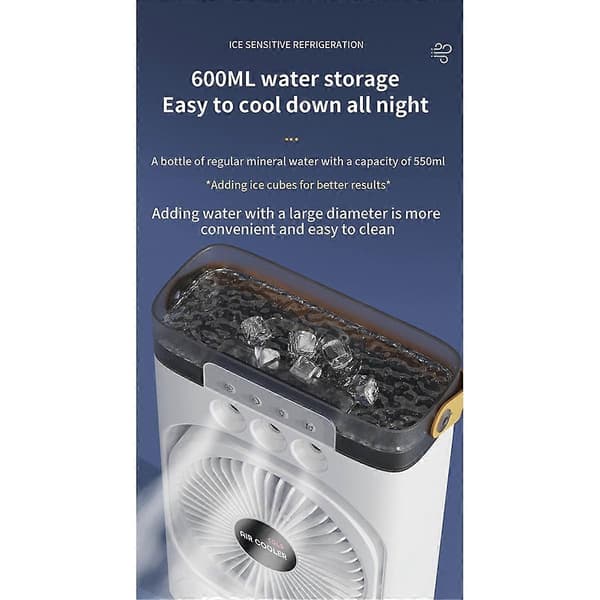Airconditioner Ventilator Bærbar Skrivebords Luftfugter Husholdnings Lille Luftkøler Ventilator med Farverige Natlamper til Kontor, A