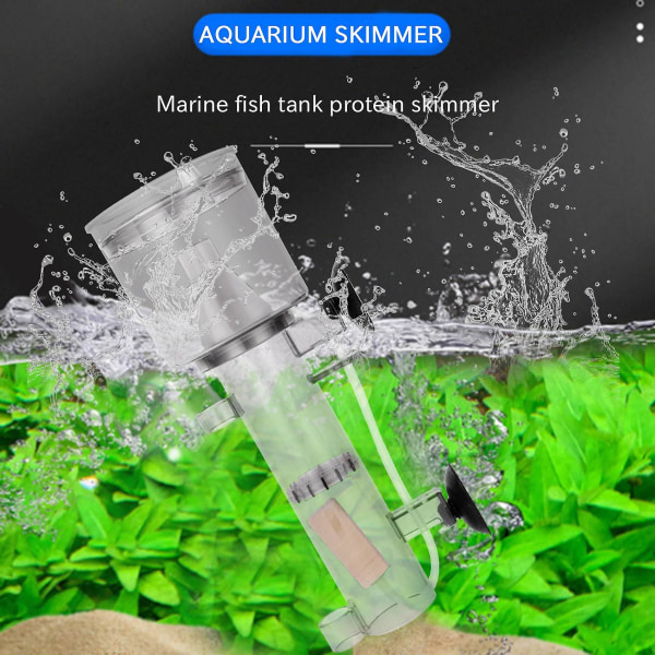 600l/h Mini Aquarium Marine Fish Coral Tank Intern Hang On Air Driven Protein Skimmer med trä A