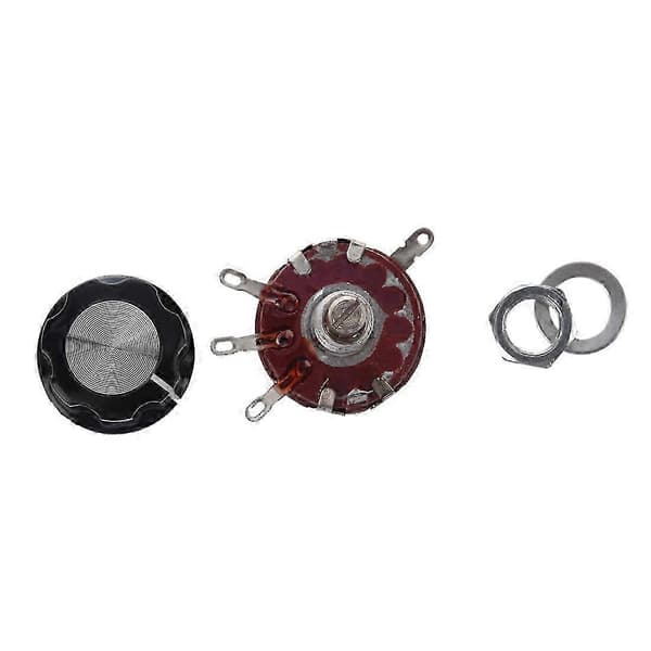 Erstatningspotensiometer med 6 mm akseldiameter, 470K Ohm, 2W, med knapp