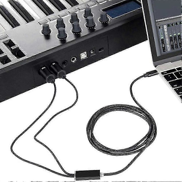 MIDI till USB-C Typ C-kabel USB MIDI-konverterare med indikatorlampa för elektronisk dator
