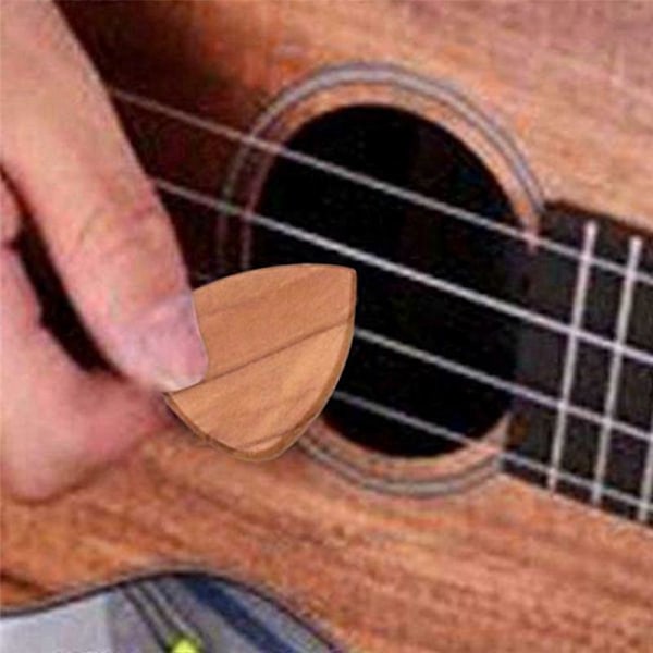 Gitarrplockfodral, Massivt Träfodral i Lönn för Gitarrplock med 3 Plock, Present till Gitarrspelare