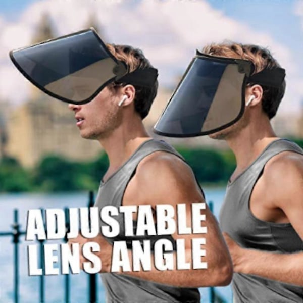 Visor Hat med HD Polariserende Linser, Beskyttende UV-Beskyttelse Visor, Justerbar Svedbånd, Udendørs, Golf, Strand (grå)