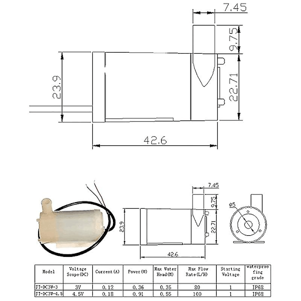 4 stk DC 3 V 5 V Micro-Submersible Mini Vannpumpe Fisktanker Fontene Akvarium Sett