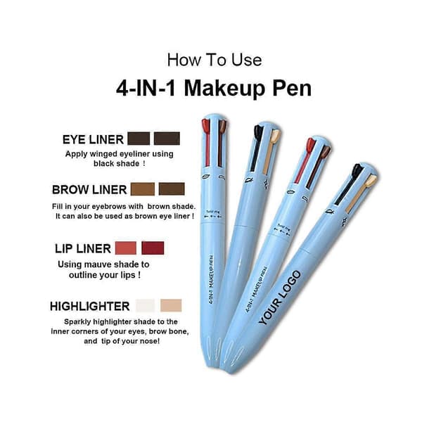 4-i-1 Makeup Pen Touch-Up Pen Makeup Øjenbryn Blyant Vandfast 4 Farver Multifunktionel Makeup Beau