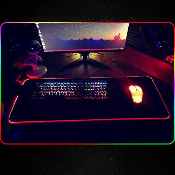LED Lysende Fargerik RGB Lys Anti-Skli Gaming Musematte for Datamaskiner