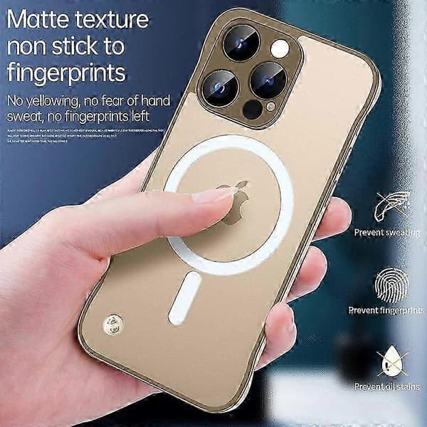 Til iPhone 16 Pro-cover kompatibel med MagSafe mat PC rammeløst mobilcover - sort