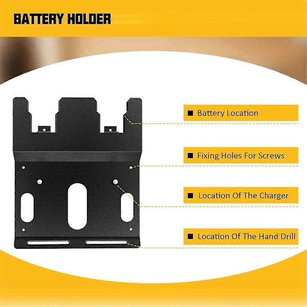 Väggfäste för DeWalt DCB112 Laddare och 20V Batteri, Batterihållare och Laddarhållare för