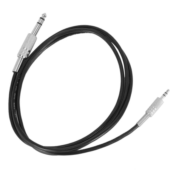 4,9ft 3,5mm 1/8 tommer Han til 6,35mm 1/4 tommer Han TRS Stereo Lydkabel Sort