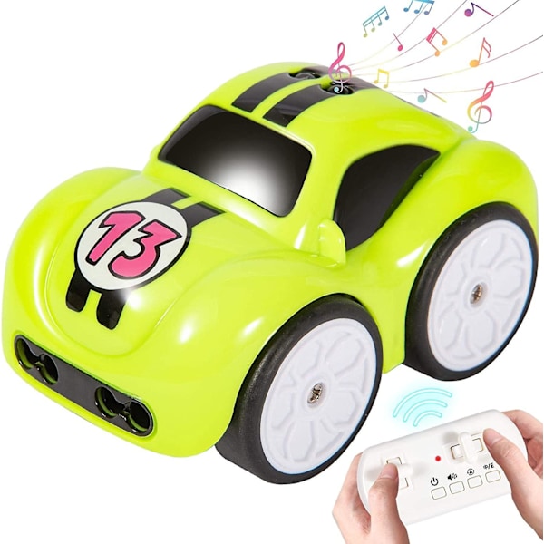 Rc Cartoon Car Track Söpö Mini Interaktiivinen Auto 2.4ghz Kaukosäädin Auto Lelu Musiikilla Ja Äänellä, 4 Tilaa Taaperoille Lapsille Pojille Tytöille (vihreä)