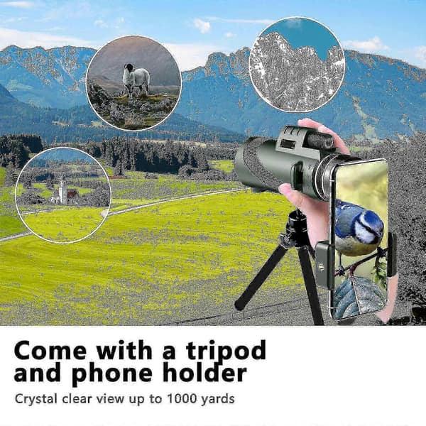 80x100 Monokulær Teleskop til Voksne med Telefonadapter