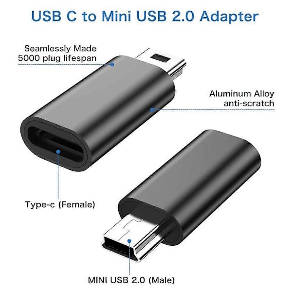 4 stk. USB C til Mini USB 2.0 Adapter Type C Hun til Mini USB Han Konverter Adapter til MP3 Afspillere D