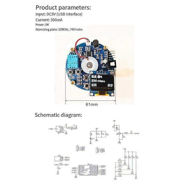Opgraderet Fogger og Driver Kit USB Luftfugter Kredsløb Stg Fogger Kontrolleret Luftfugtighed Timing D