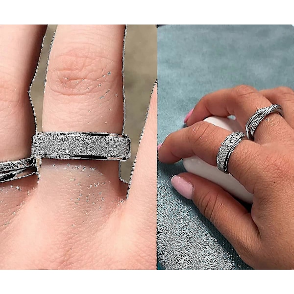 Fidget-ringer for angst - Ring for kvinner - Spinner-ring for angst - Fidget-ring - Spinner-ring