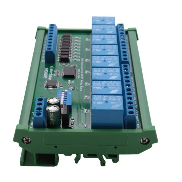 DC 24V 8-kanals RS485 Reläkort Modbus RTU UART Fjärrkontrollbrytare DIN35 Railskåp för PLC-automatisering