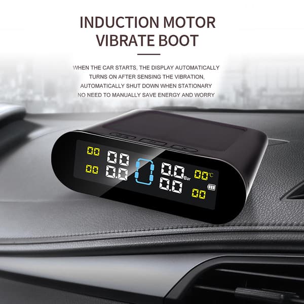 Bil TPMS Multifunksjonell Sanntids Overvåking Universal LCD-skjerm Trådløs Dekktrykksensor for Bil