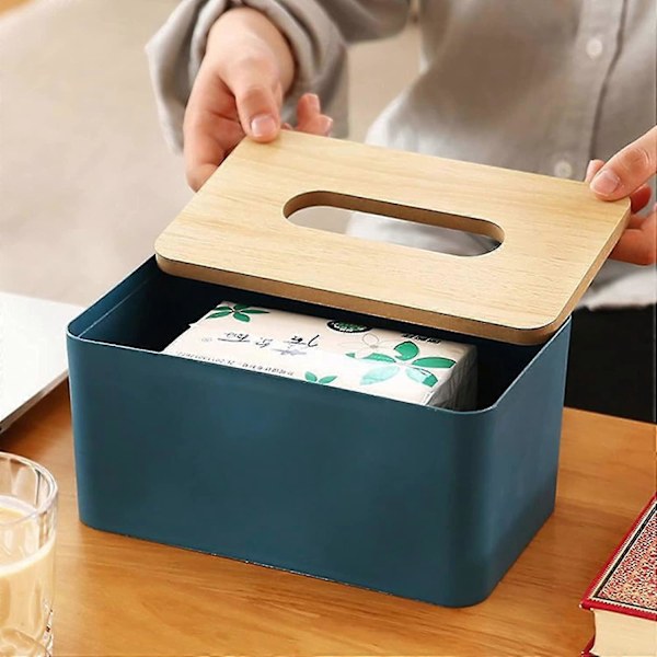 Bambus Tissue Box, Tissue Box Rektangulær Tissue Box Baderomservietter Dispenser Våt Tissue Box