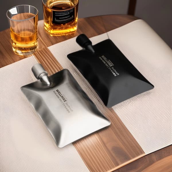 304 Rustfrit stål flad flaske til udendørs camping (6 ounces) - Bærbar Silver
