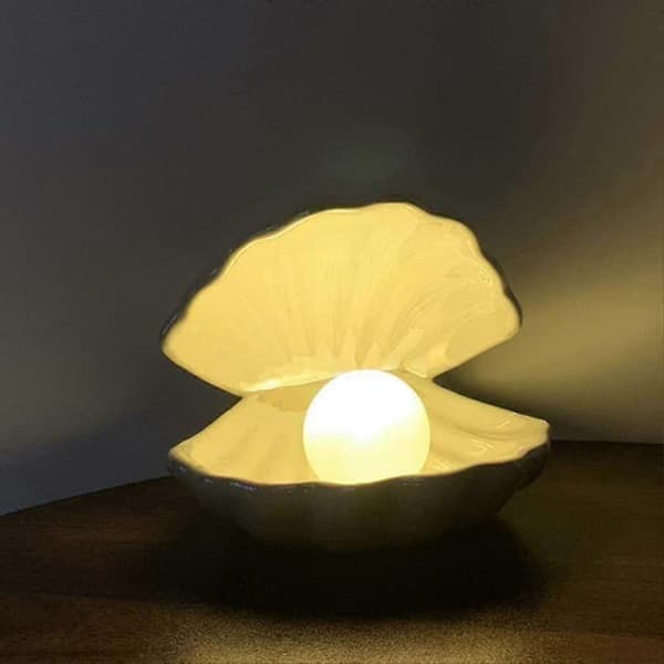 Samlerobjekt Muslingeskal Perle Lys Accent Lampe Natlampe - Bordpynt