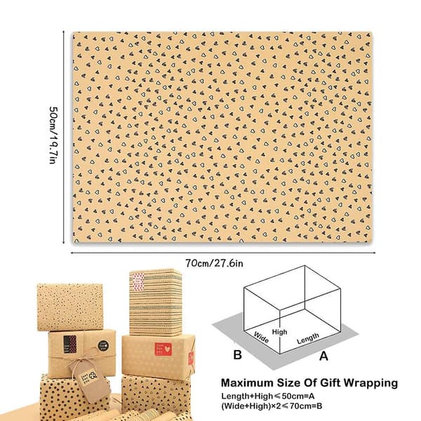 Kraft Presentpapper, Födelsedagspresentpapper, 12 Ark Kraftbrunt Presentpapper Med Etiketter Ju