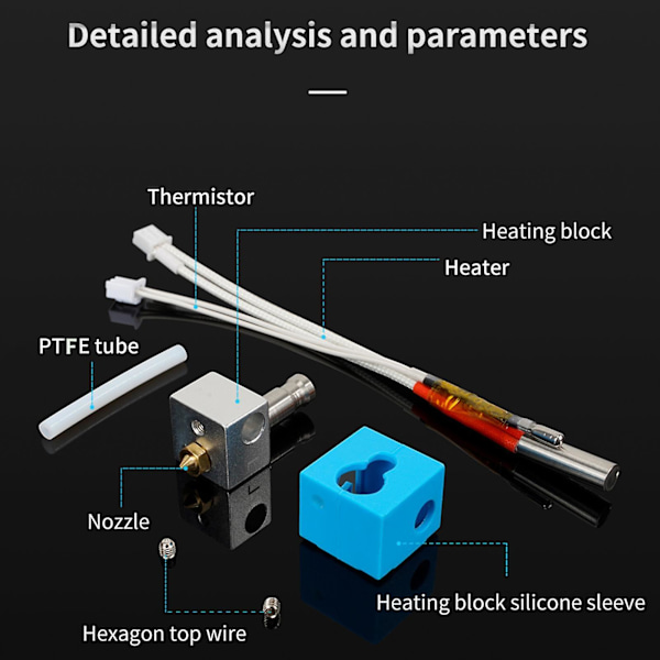 Kobra Hotend 24V40W 3D-tulostimen vaihto-osa, yhteensopiva Anycubic Kobra 3D-tulostimen kanssa, messinki