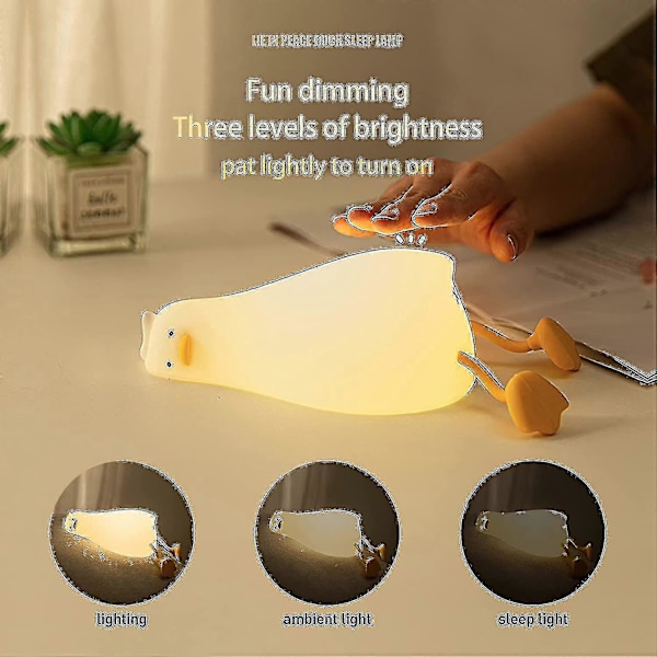 Liggende Flad And Natlampe, LED Squishy Andelampe, Sød-XinHan
