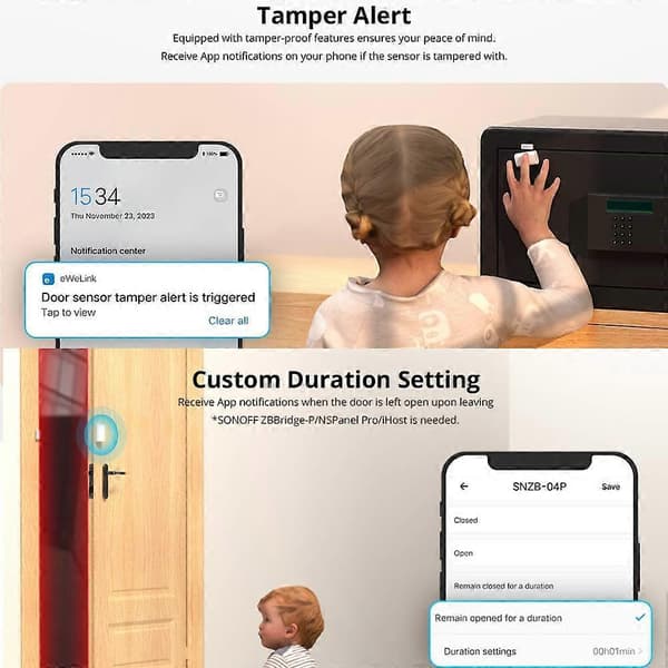 Sonoff Zigbee Fönster-/dörrsensor SNZB-04P Dörrkontakt Magnetsensor Fungerar Med Ewelink ZBBridge Alexa Zigbee2mqtt Home Assistant