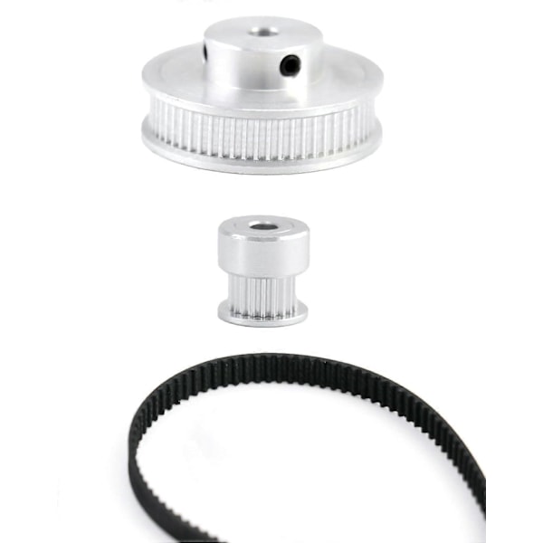 2 GT2 Synkrone Hjul Sæt til 3D Printer, 20 & 60 Tænder Boring 5 mm Aluminium Tandremsskive og Længde 200 mm Bredde 6 mm Rem