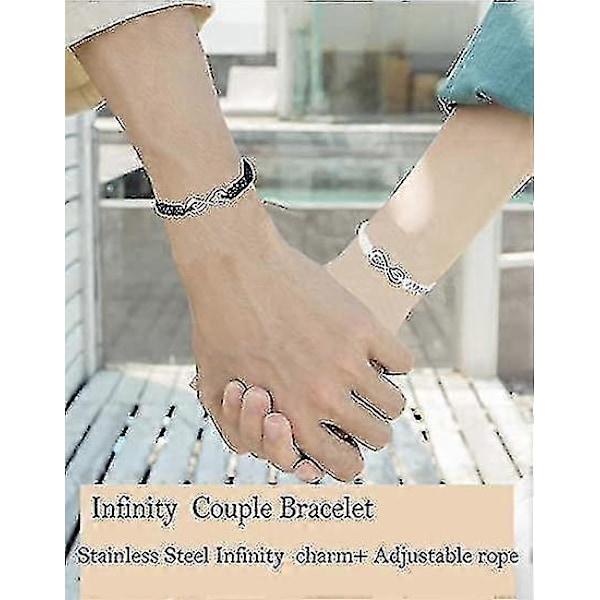 2 stk./sæt Rustfrit Stål 8 Uendeligheds Pararmbånd
