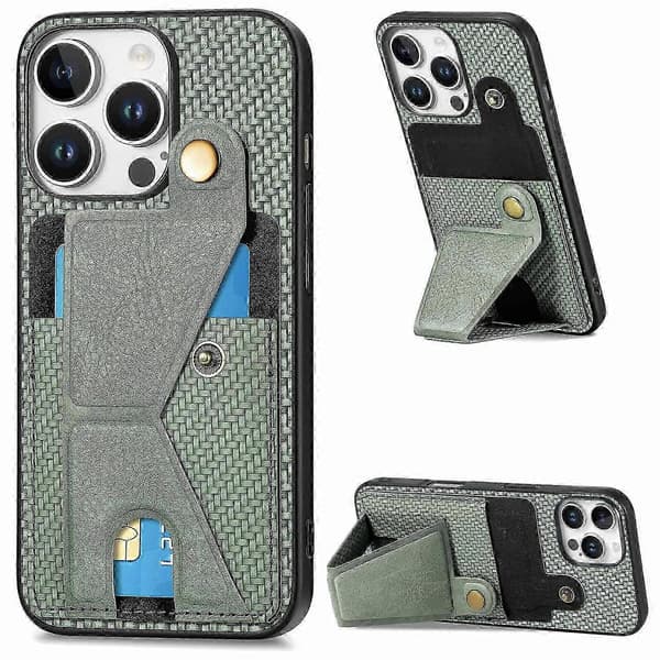 For iPhone 16 Pro Deksel K-Formet Støtte Lær+PC+TPU Telefondeksel -