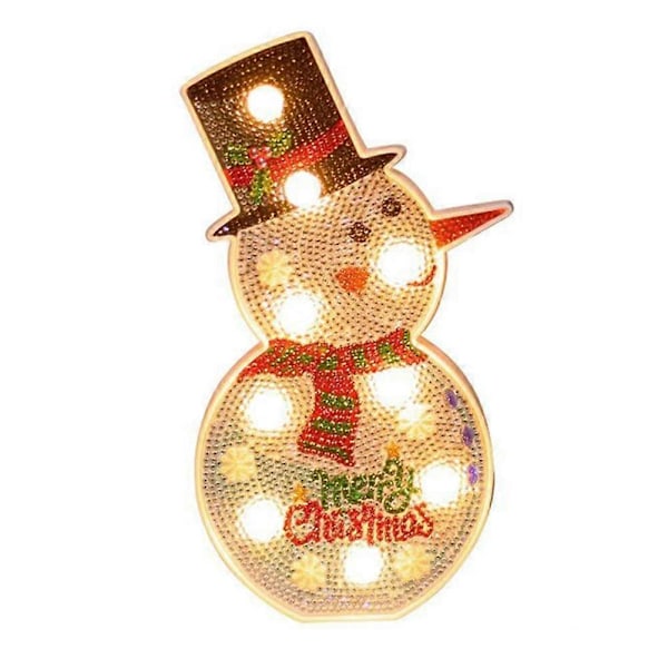 DIY Timanttimaalauslamppu, LED Joulukuusi Lumimies Ristinommel Yövalo