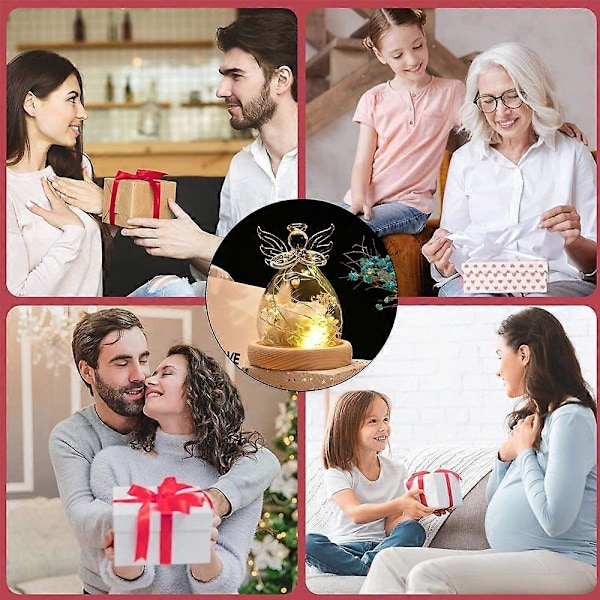 Födelsedagspresent till kvinna, mor, mormor och fru - Rosglasängeldekorationer - Stil3