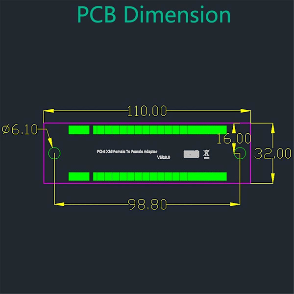 PCI-e X16 Hun-Til-Hun Adapter Stikforbindelse PCI Express 3.0 16x Til 16x Forlænger Riser Konverter PC