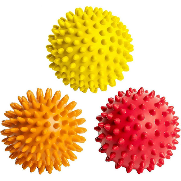 3-pack Massagebollar för fot, rygg, muskler - Mjuk till fast massagerullebollset för plantar fasciit, triggerpunktsbehandling, träning, yoga, djup